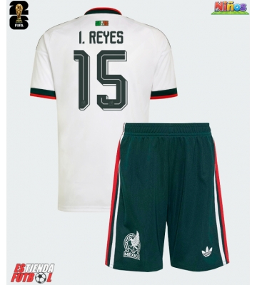 México Israel Reyes #15 Segunda Equipación Niños Mundial 2026 Manga Corta (+ Pantalones cortos)